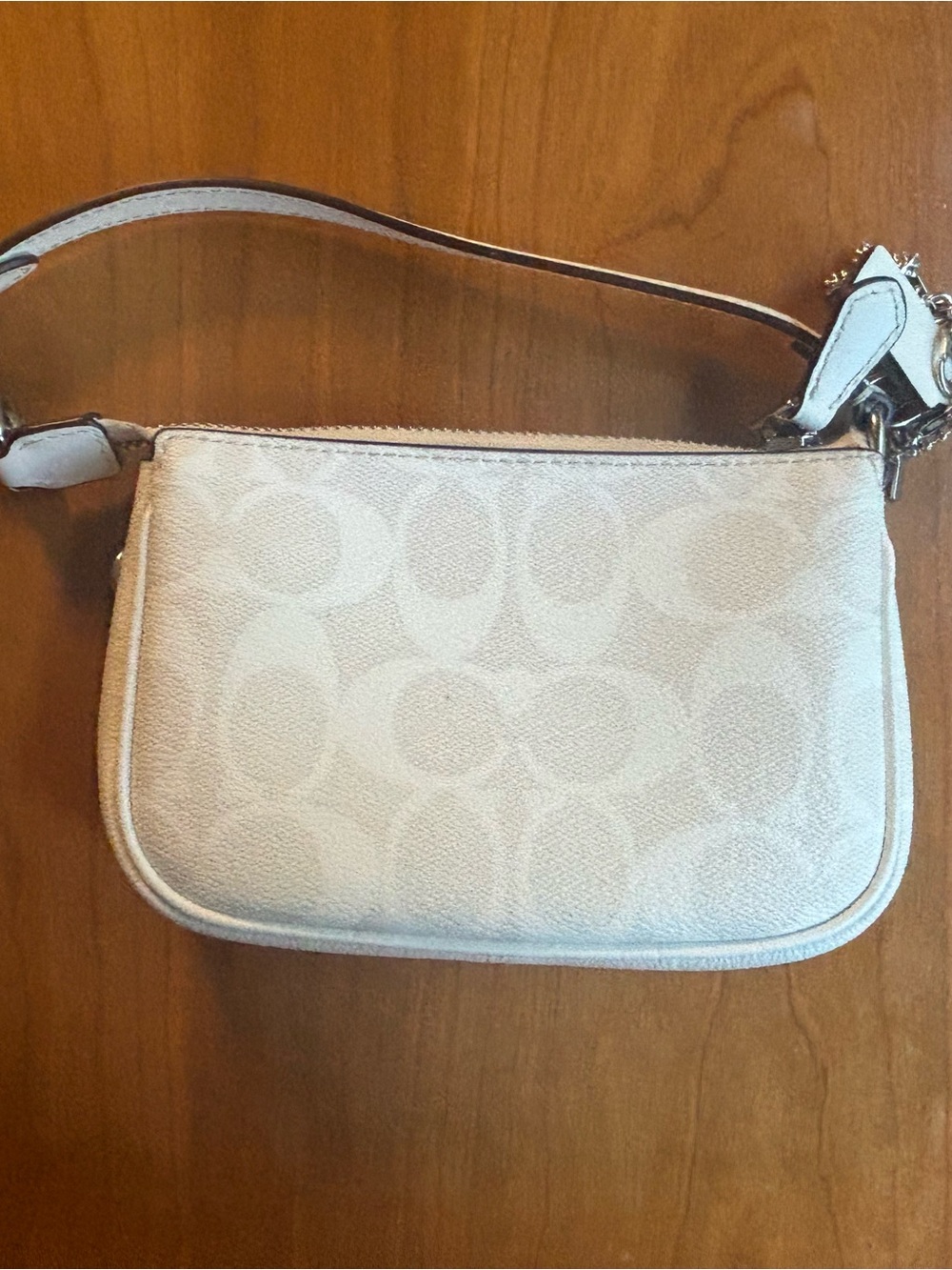 Coach White Signature Wristlet with Silver Hardware. - Picture 2 of 5